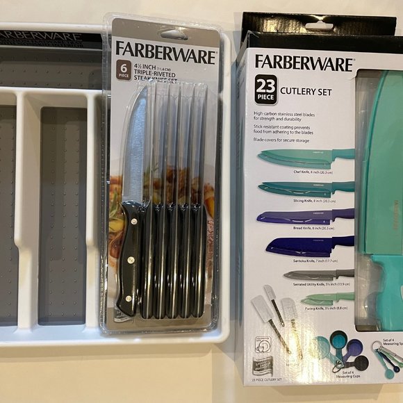 Faberware Color Series 23 pce. Cutlery Set Drawer Organizer,&6-Piece Tri - Picture 2 of 16